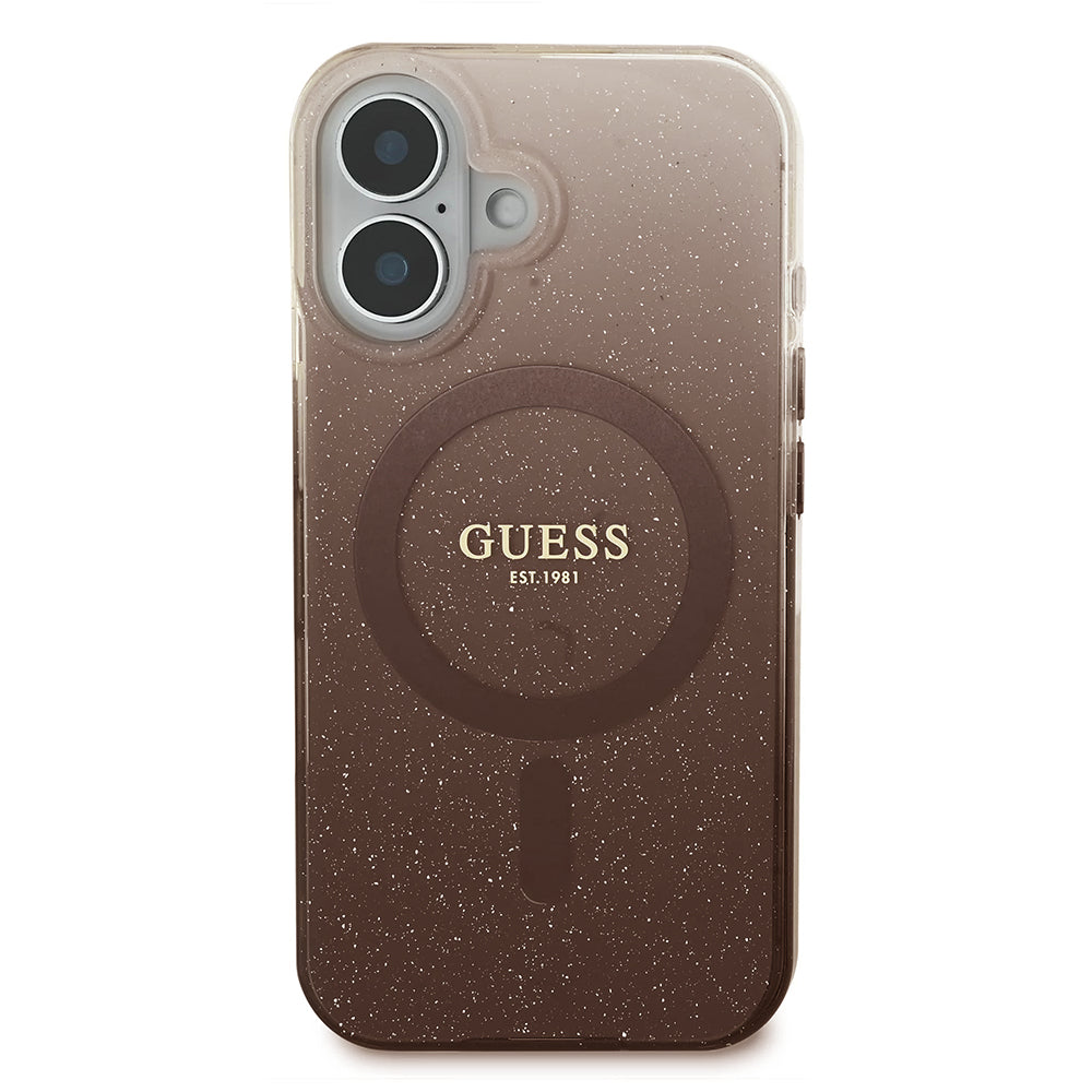 MagSafe hoesje voor Apple iPhone 16, Guess, IML Glitter Gradient, Bruin
