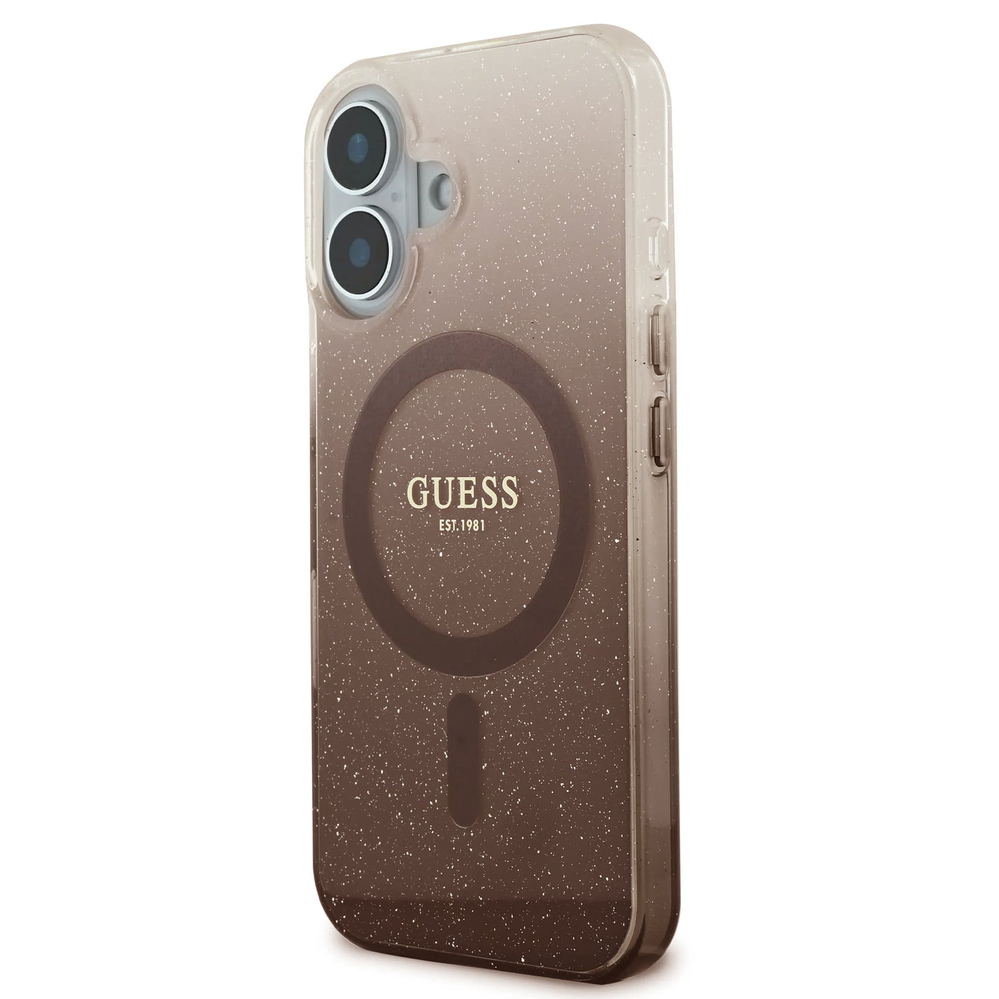 MagSafe hoesje voor Apple iPhone 16, Guess, IML Glitter Gradient, Bruin