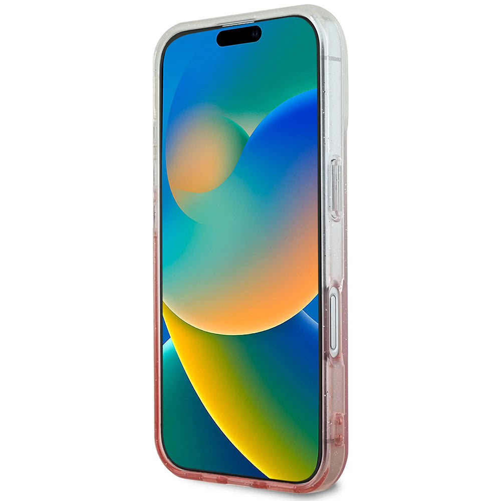 MagSafe hoesje voor Apple iPhone 16, Guess, IML Glitter Gradient, Roze