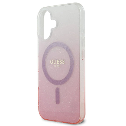 MagSafe hoesje voor Apple iPhone 16, Guess, IML Glitter Gradient, Roze