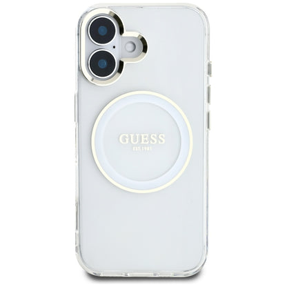 MagSafe hoesje voor Apple iPhone 16, Guess, IML Metal Colored Circle, Wit