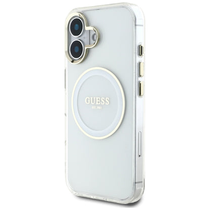 MagSafe hoesje voor Apple iPhone 16, Guess, IML Metal Colored Circle, Wit