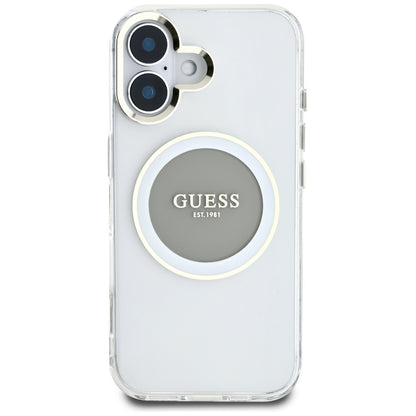 MagSafe hoesje voor Apple iPhone 16, Guess, IML Metal Colored Circle, Gri