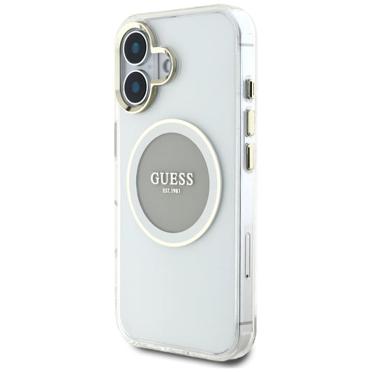 MagSafe hoesje voor Apple iPhone 16, Guess, IML Metal Colored Circle, Gri