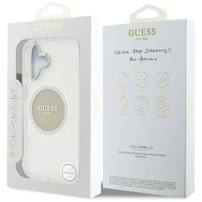 MagSafe hoesje voor Apple iPhone 16, Guess, IML Metal Colored Circle, Gri