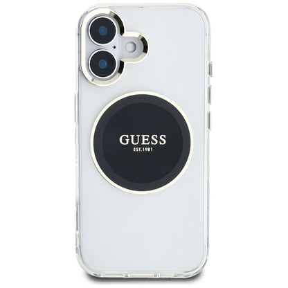 MagSafe hoesje voor Apple iPhone 16, Guess, IML Metal Colored Circle, Zwart