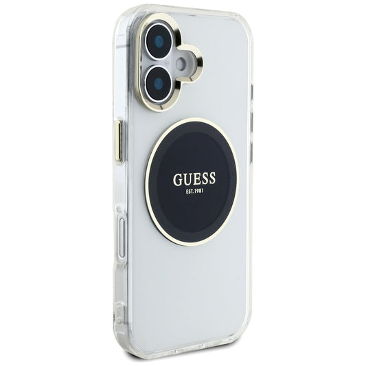 MagSafe hoesje voor Apple iPhone 16, Guess, IML Metal Colored Circle, Zwart