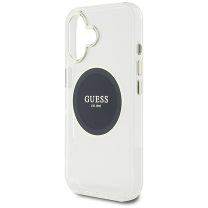 MagSafe hoesje voor Apple iPhone 16, Guess, IML Metal Colored Circle, Zwart