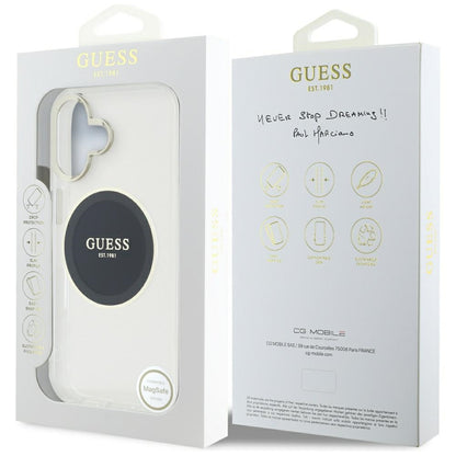 MagSafe hoesje voor Apple iPhone 16, Guess, IML Metal Colored Circle, Zwart