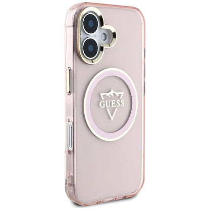 MagSafe hoesje voor Apple iPhone 16, Guess, IML Metal Mountain Logo, Roze