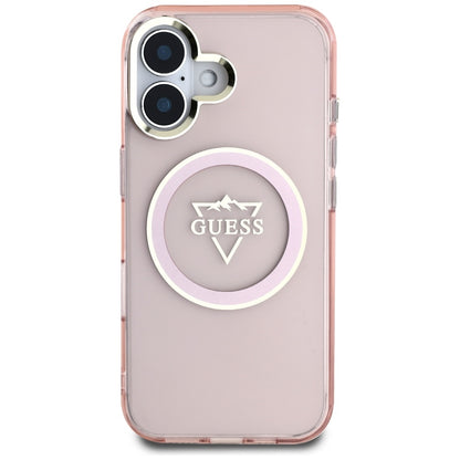 MagSafe hoesje voor Apple iPhone 16, Guess, IML Metal Mountain Logo, Roze