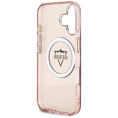 MagSafe hoesje voor Apple iPhone 16, Guess, IML Metal Mountain Logo, Roze