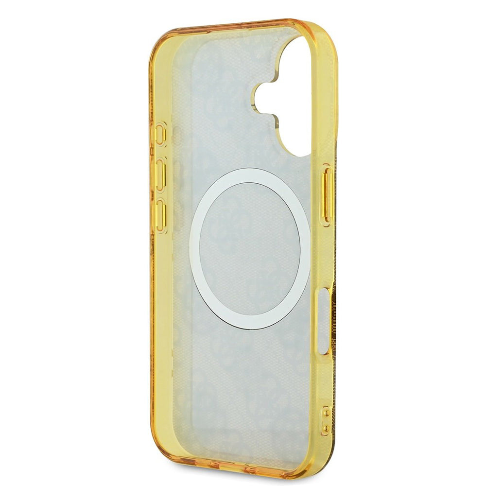 MagSafe hoesje voor Apple iPhone 16, Guess, IML Peony On 4G Background, Bruin