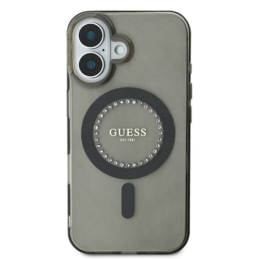 MagSafe hoesje voor Apple iPhone 16, Guess, IML Rhinestone, Zwart