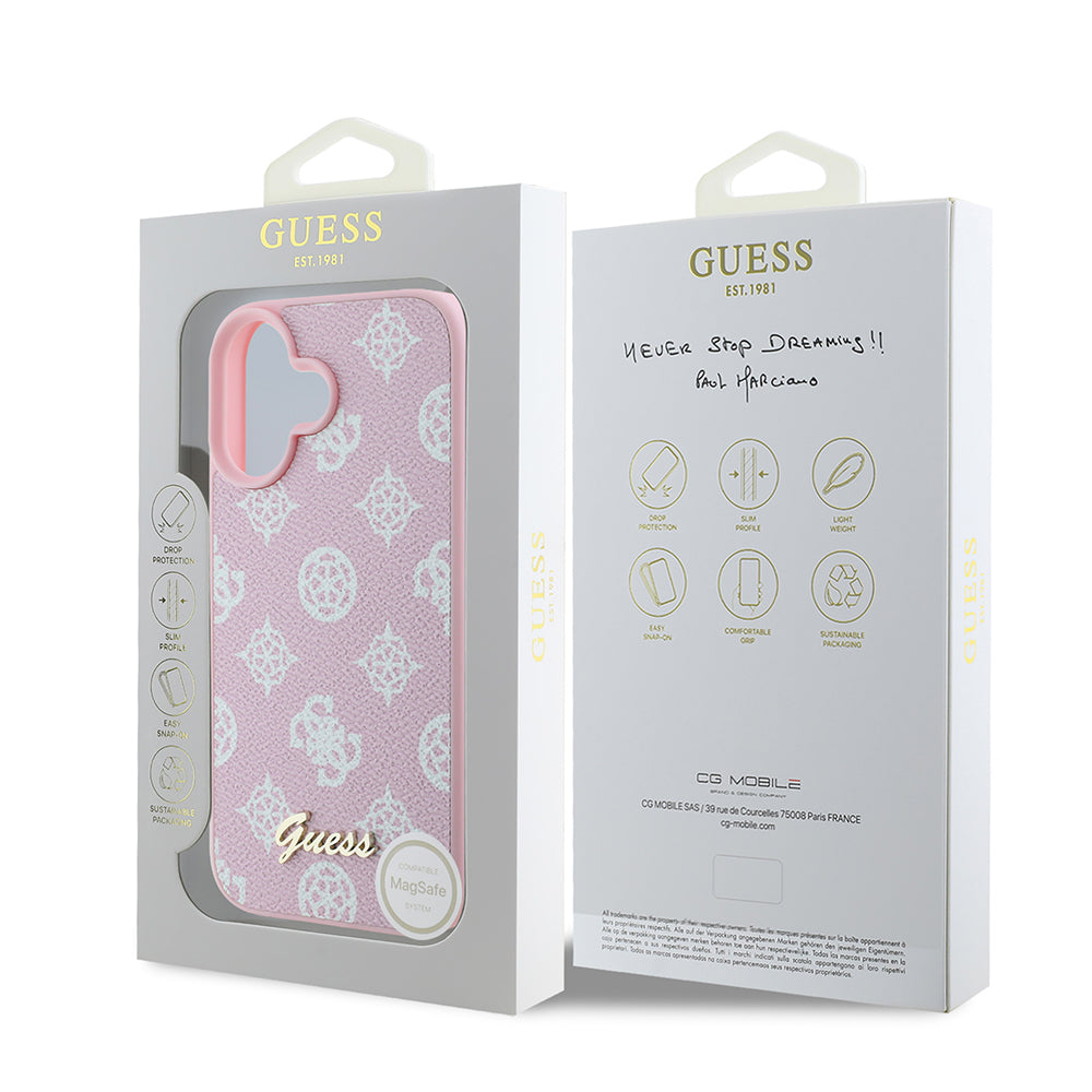 MagSafe hoes voor Apple iPhone 16, Guess, Peony Script, Roze