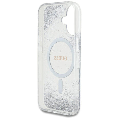 MagSafe hoesje voor Apple iPhone 16, Guess, Resin Gradient Glitter, Zilverkleurig