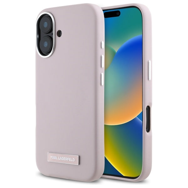 MagSafe hoes voor Apple iPhone 16, Karl Lagerfeld, FW Metal Plate, Roze