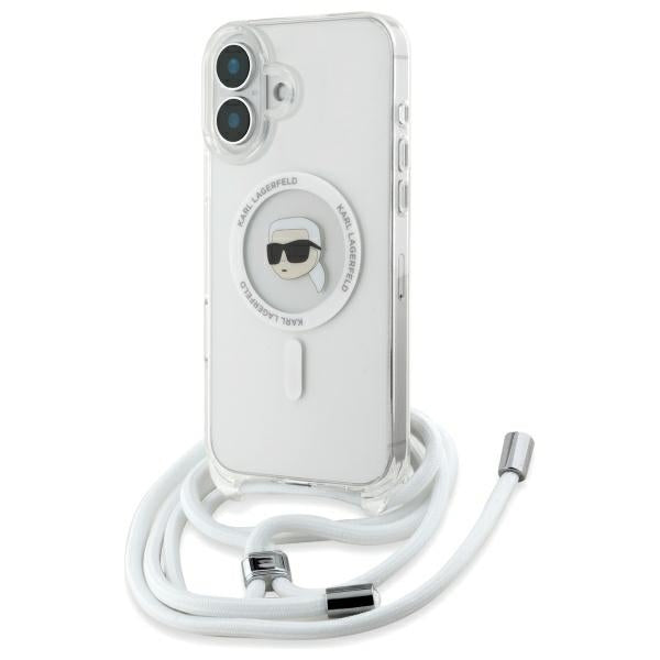 MagSafe hoes voor Apple iPhone 16, Karl Lagerfeld, IML Crossbody Karl's Head, Transparant