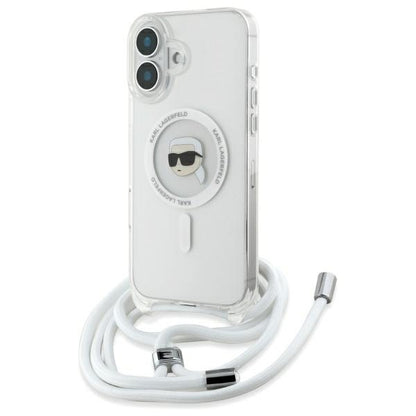 MagSafe hoes voor Apple iPhone 16, Karl Lagerfeld, IML Crossbody Karl's Head, Transparant