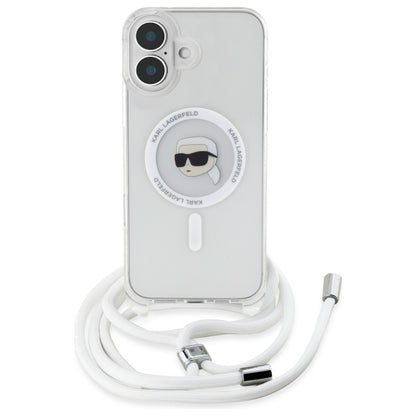 MagSafe hoes voor Apple iPhone 16, Karl Lagerfeld, IML Crossbody Karl's Head, Transparant