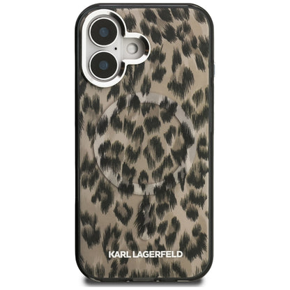 MagSafe hoes voor Apple iPhone 16, Karl Lagerfeld, IML Leopard Pattern, Bruin