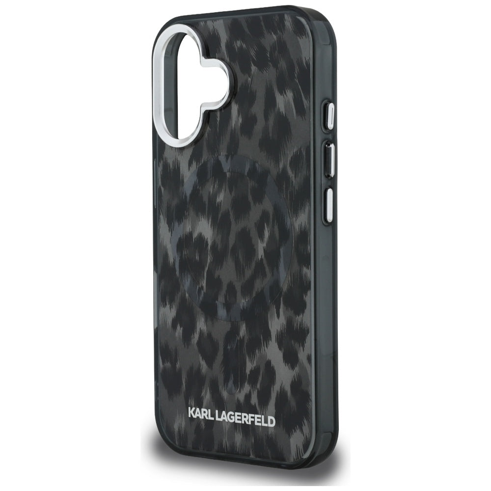 MagSafe hoes voor Apple iPhone 16, Karl Lagerfeld, IML Leopard Pattern, Zwart