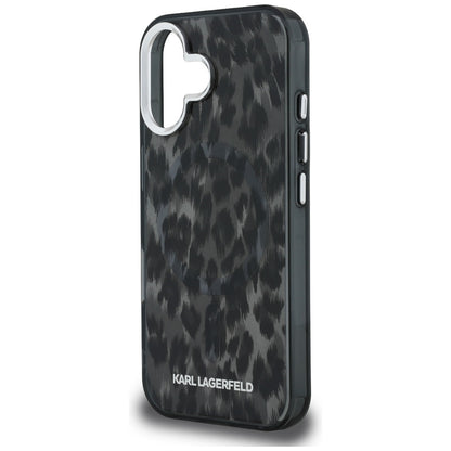 MagSafe hoes voor Apple iPhone 16, Karl Lagerfeld, IML Leopard Pattern, Zwart