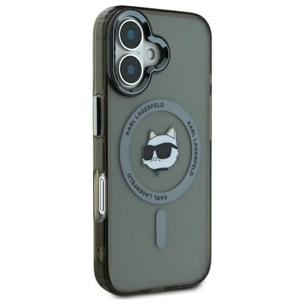 MagSafe hoesje voor Apple iPhone 16, Karl Lagerfeld, IML Metal Choupette's Head, Zwart