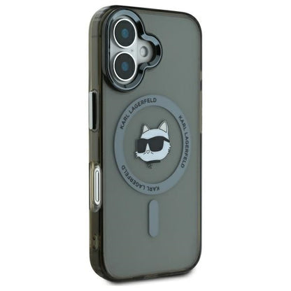 MagSafe hoesje voor Apple iPhone 16, Karl Lagerfeld, IML Metal Choupette's Head, Zwart