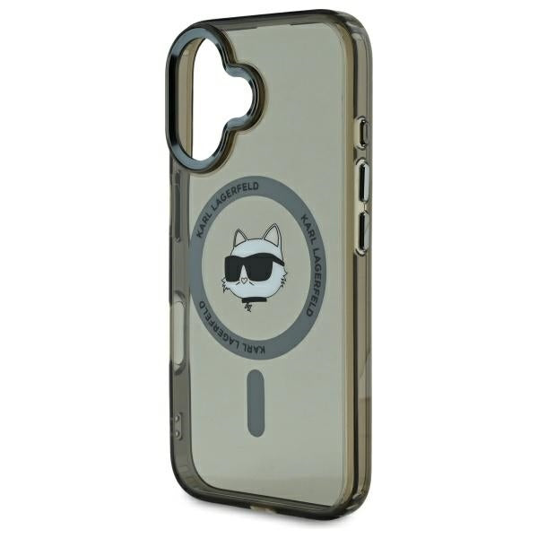 MagSafe hoesje voor Apple iPhone 16, Karl Lagerfeld, IML Metal Choupette's Head, Zwart