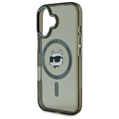 MagSafe hoesje voor Apple iPhone 16, Karl Lagerfeld, IML Metal Choupette's Head, Zwart