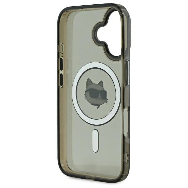MagSafe hoesje voor Apple iPhone 16, Karl Lagerfeld, IML Metal Choupette's Head, Zwart