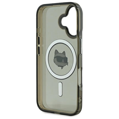 MagSafe hoesje voor Apple iPhone 16, Karl Lagerfeld, IML Metal Choupette's Head, Zwart