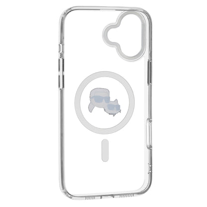 MagSafe hoesje voor Apple iPhone 16, Karl Lagerfeld, IML Metal Karl & Choupette's Heads, Wit