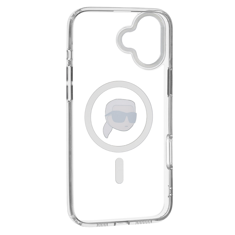 MagSafe Case for Apple iPhone 16, Karl Lagerfeld, IML Metal Karl's Head, White