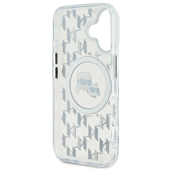 MagSafe hoesje voor Apple iPhone 16, Karl Lagerfeld, IML Monogram Karl & Choupette's Heads, Transparant