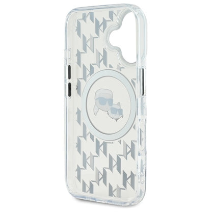MagSafe hoesje voor Apple iPhone 16, Karl Lagerfeld, IML Monogram Karl & Choupette's Heads, Transparant