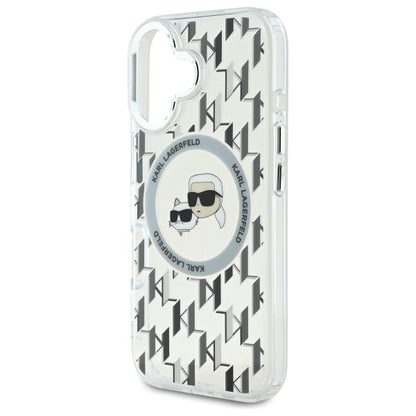 MagSafe hoesje voor Apple iPhone 16, Karl Lagerfeld, IML Monogram Karl & Choupette's Heads, Transparant