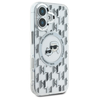 MagSafe hoesje voor Apple iPhone 16, Karl Lagerfeld, IML Monogram Karl & Choupette's Heads, Transparant