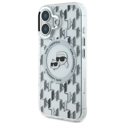 MagSafe hoesje voor Apple iPhone 16, Karl Lagerfeld, IML Monogram Karl & Choupette's Heads, Transparant