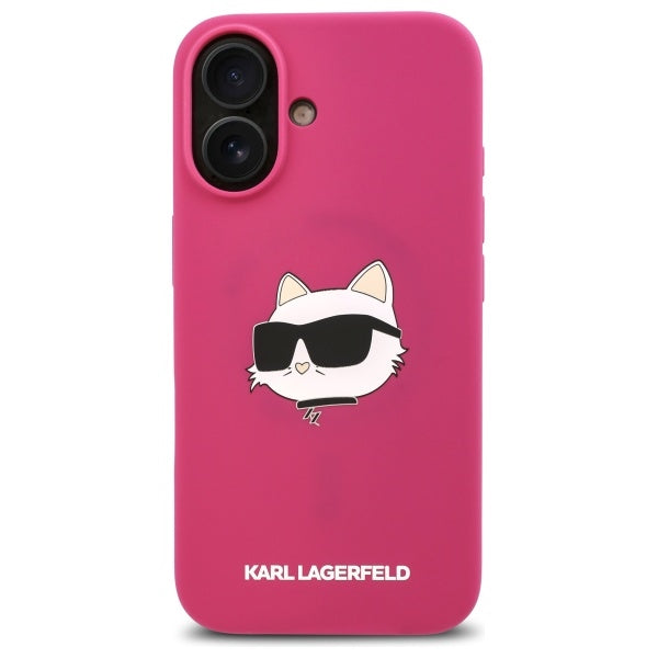 MagSafe hoesje voor Apple iPhone 16, Karl Lagerfeld, Silicone Choupette's Head, Fuchsia