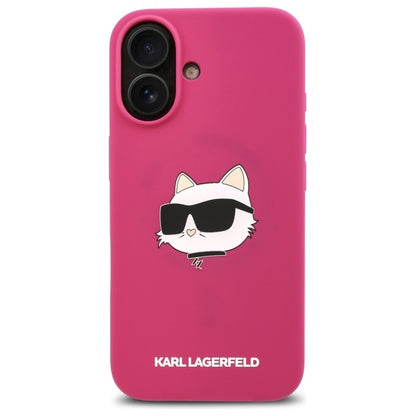 MagSafe hoesje voor Apple iPhone 16, Karl Lagerfeld, Silicone Choupette's Head, Fuchsia