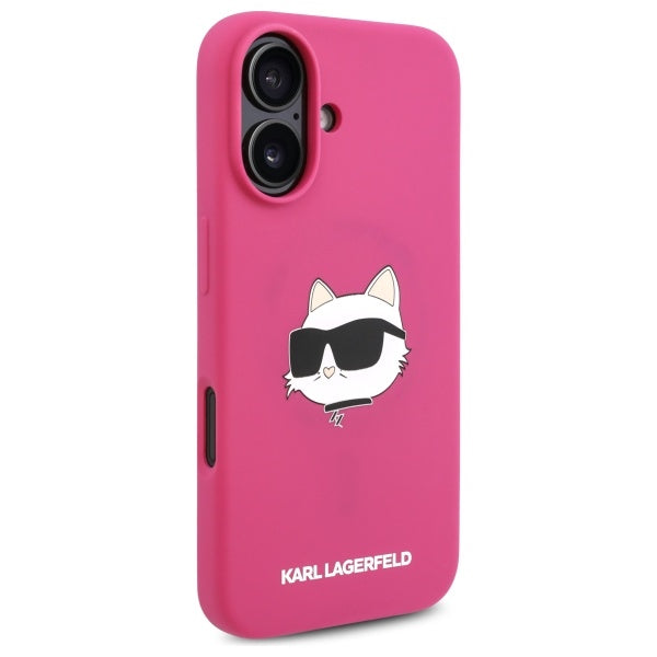 MagSafe hoesje voor Apple iPhone 16, Karl Lagerfeld, Silicone Choupette's Head, Fuchsia
