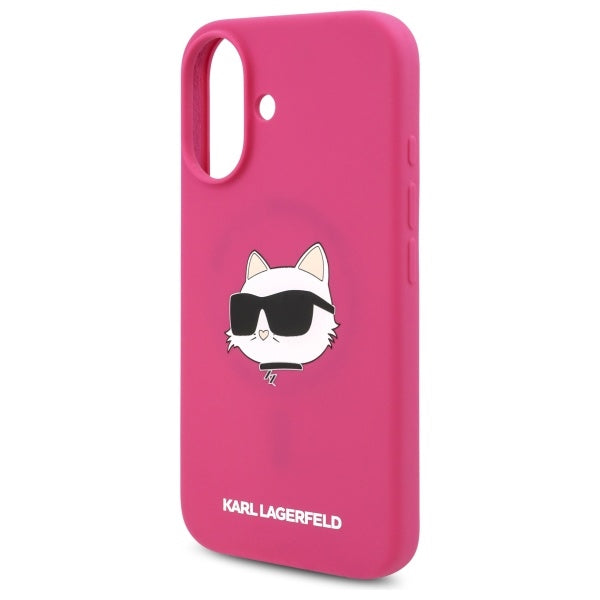 MagSafe hoesje voor Apple iPhone 16, Karl Lagerfeld, Silicone Choupette's Head, Fuchsia