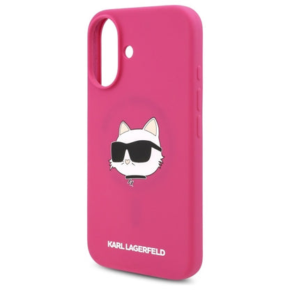 MagSafe hoesje voor Apple iPhone 16, Karl Lagerfeld, Silicone Choupette's Head, Fuchsia
