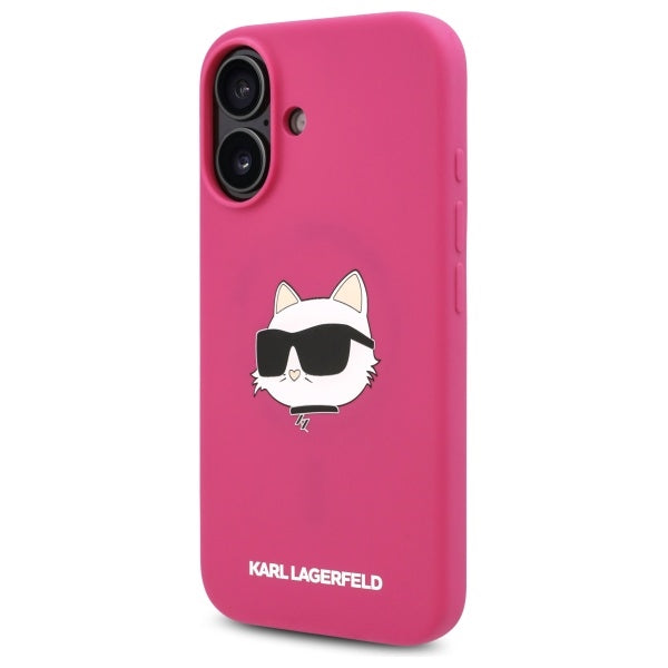MagSafe hoesje voor Apple iPhone 16, Karl Lagerfeld, Silicone Choupette's Head, Fuchsia