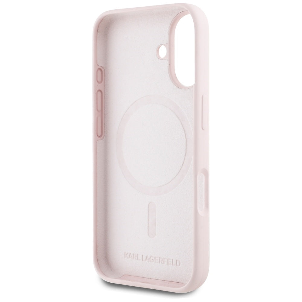 MagSafe hoesje voor Apple iPhone 16, Karl Lagerfeld, Silicone Karl & Choupette's Heads, Roze