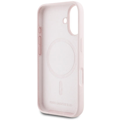 MagSafe hoesje voor Apple iPhone 16, Karl Lagerfeld, Silicone Karl & Choupette's Heads, Roze