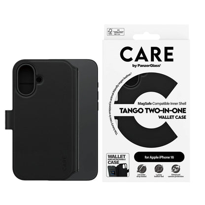 MagSafe hoes voor Apple iPhone 16, PanzerGlass, Care Feature Tango Two-in-One, Zwart