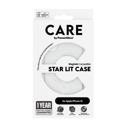 MagSafe hoesje voor Apple iPhone 16, PanzerGlass, Care Urban Combat Star Lit, Transparant Wit